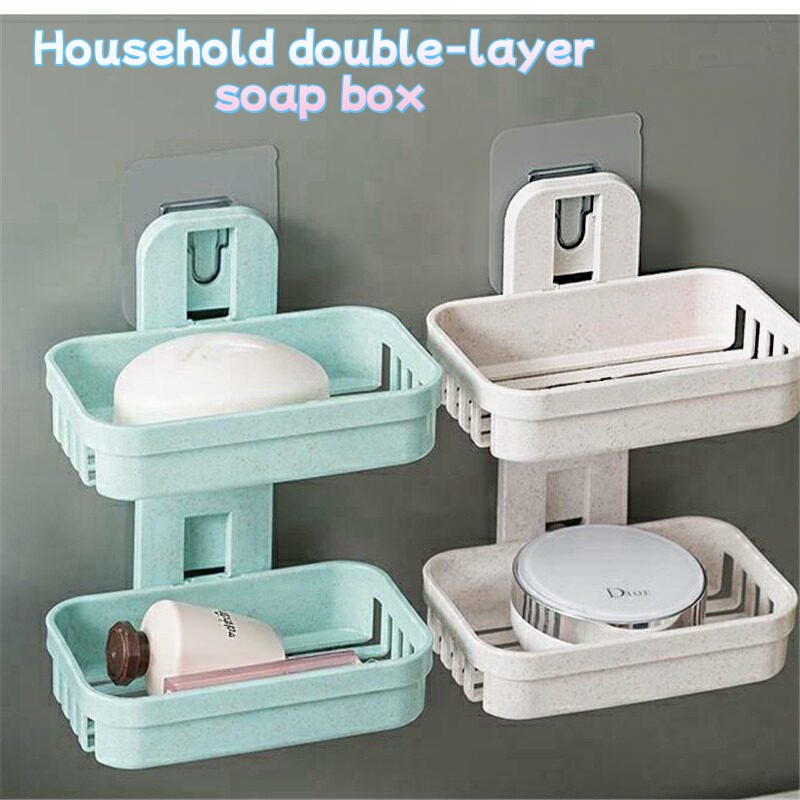 Soap Dish Draining - Настенная двухслойная мыльница с самоклеящимся креплением,